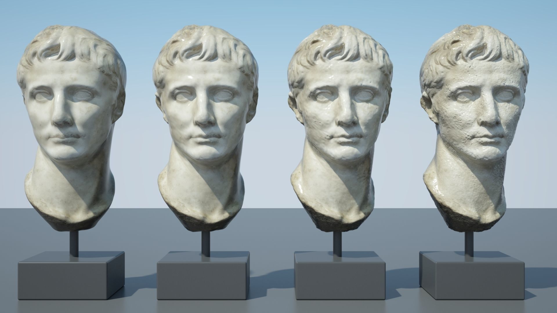 Augustus bust of ancient greek god 3D model_7