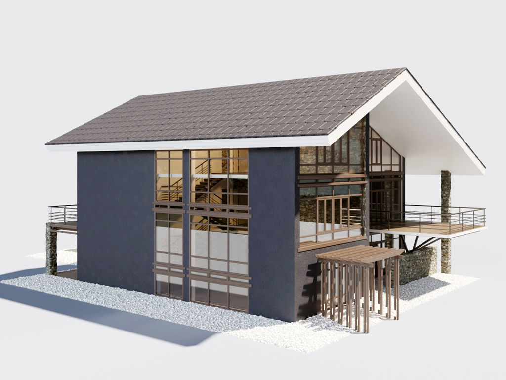 Villa with pool 3D model_3