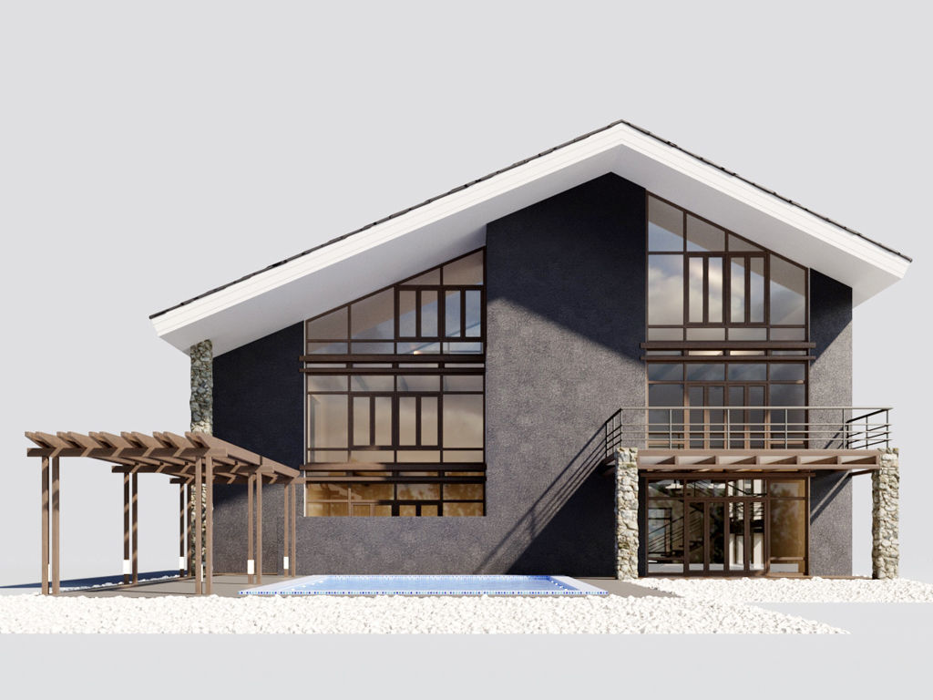 Villa with pool 3D model_4