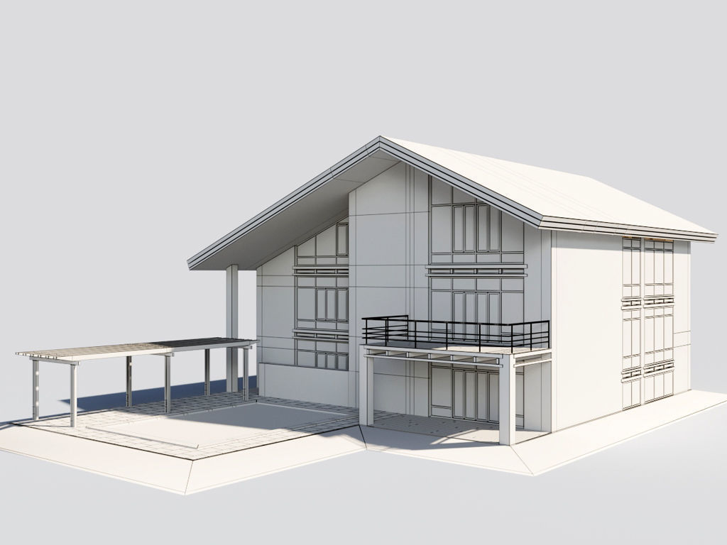 Villa with pool 3D model_6