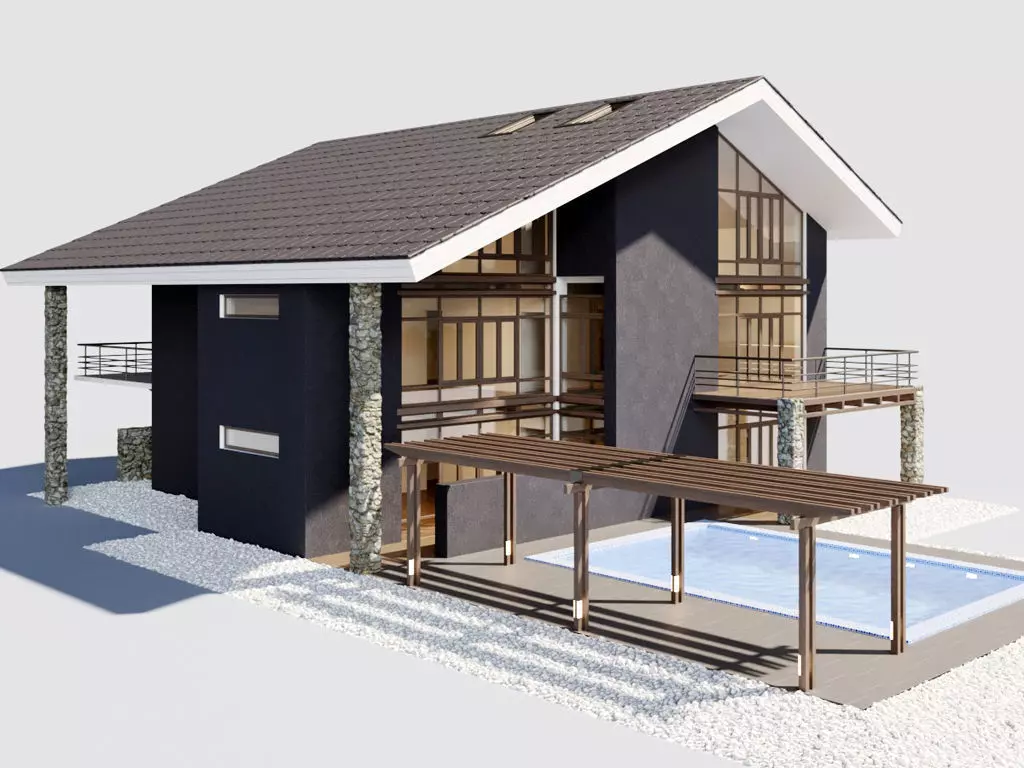 Villa with pool 3D model_0