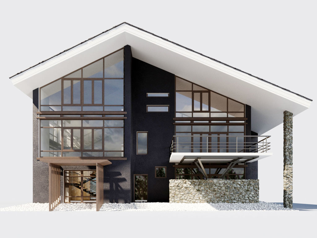 Villa with pool 3D model_1