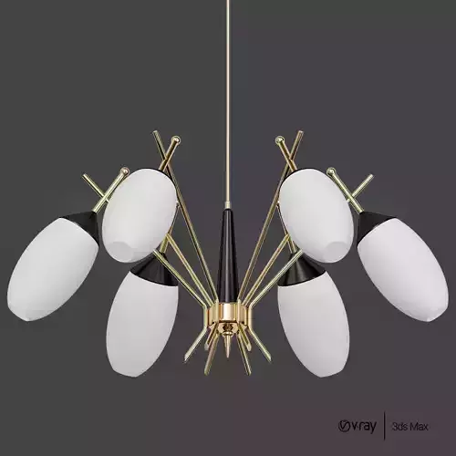 Brass Stilnovo Chandelier