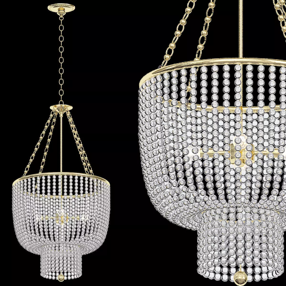 Jacqueline chandelier with crystals hanging from it 3D model_0