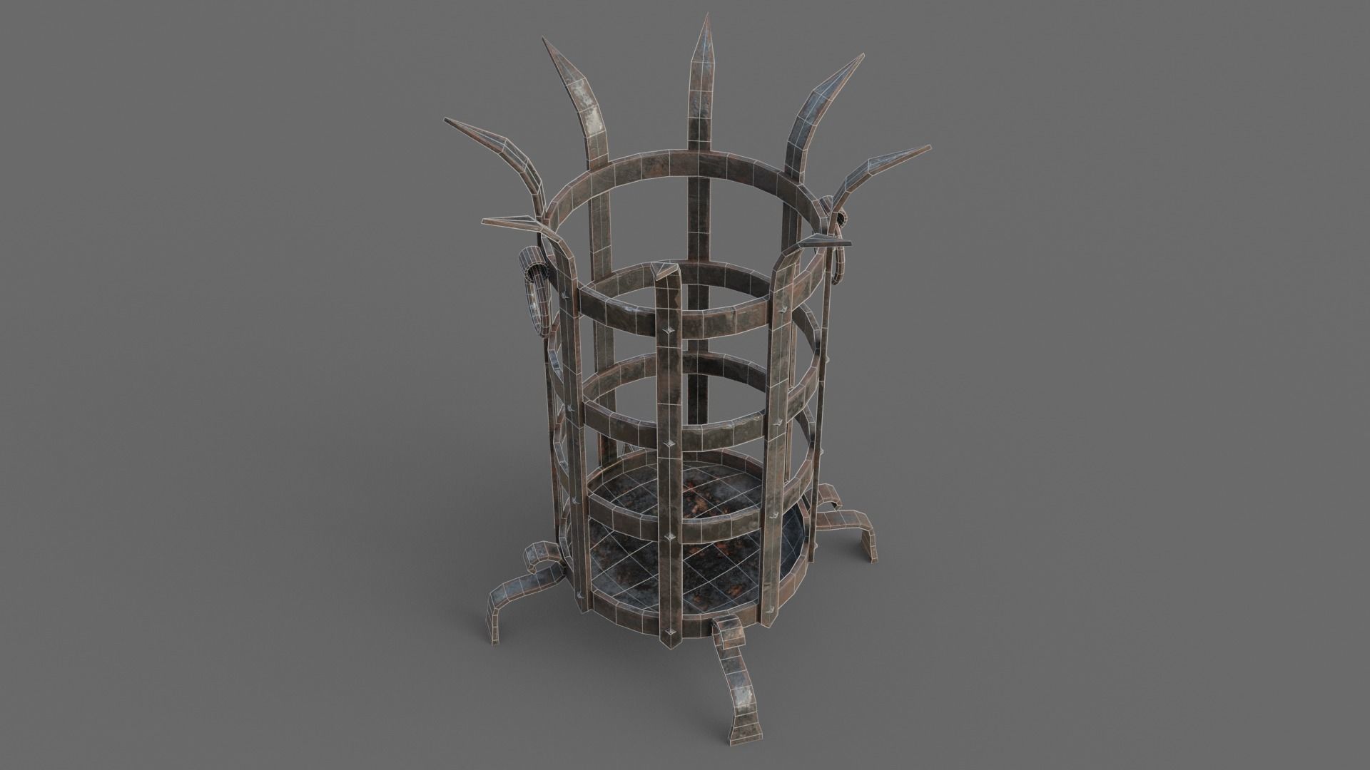 Dungeon Brazier Low-poly 3D model_10
