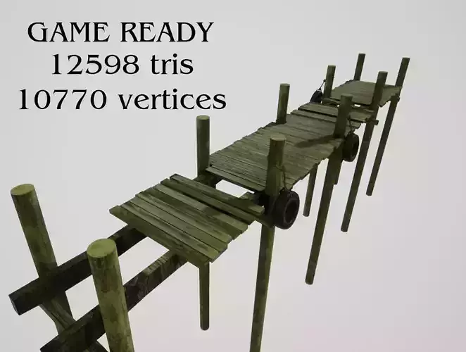 Jetty for boats Low-poly 3D model