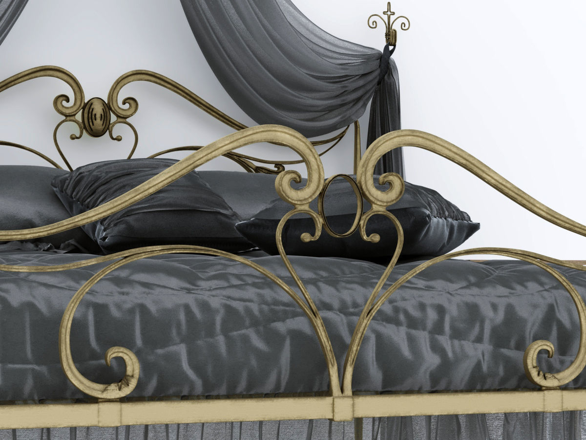 Art Nouveau Style Bed 3D model_2