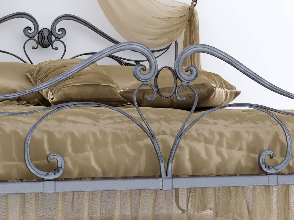 Art Nouveau Style Bed 3D model_1