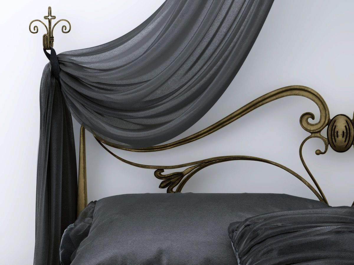Art Nouveau Style Bed 3D model_5
