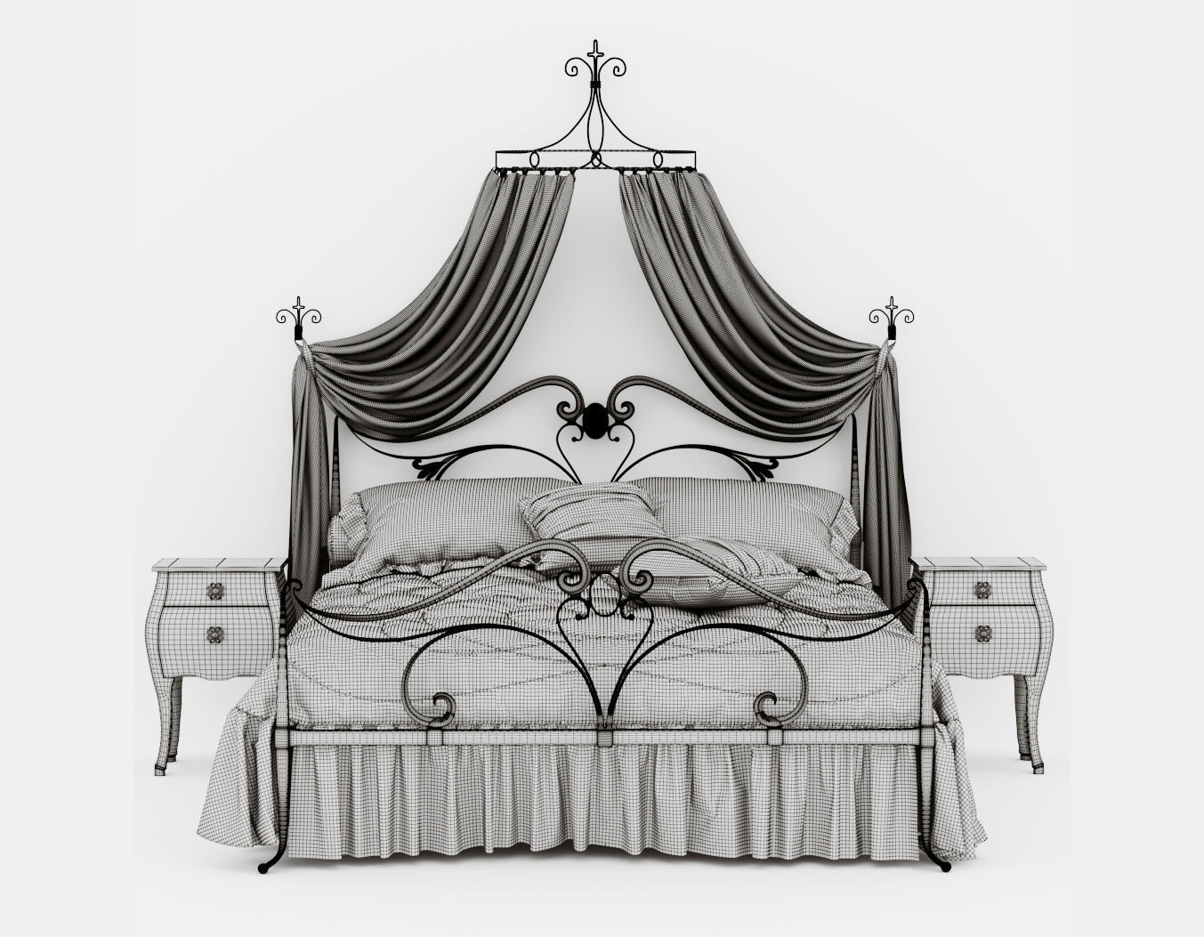 Art Nouveau Style Bed 3D model_9