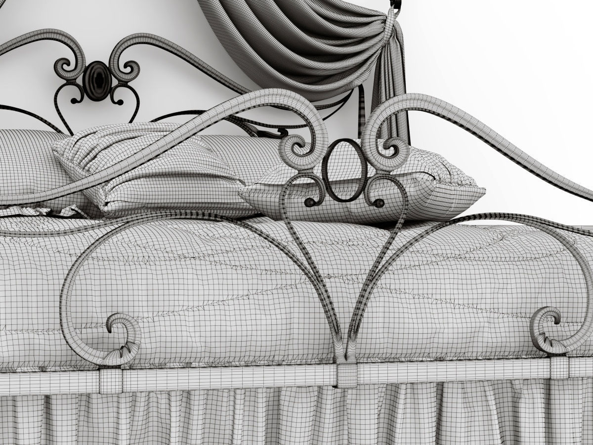 Art Nouveau Style Bed 3D model_3
