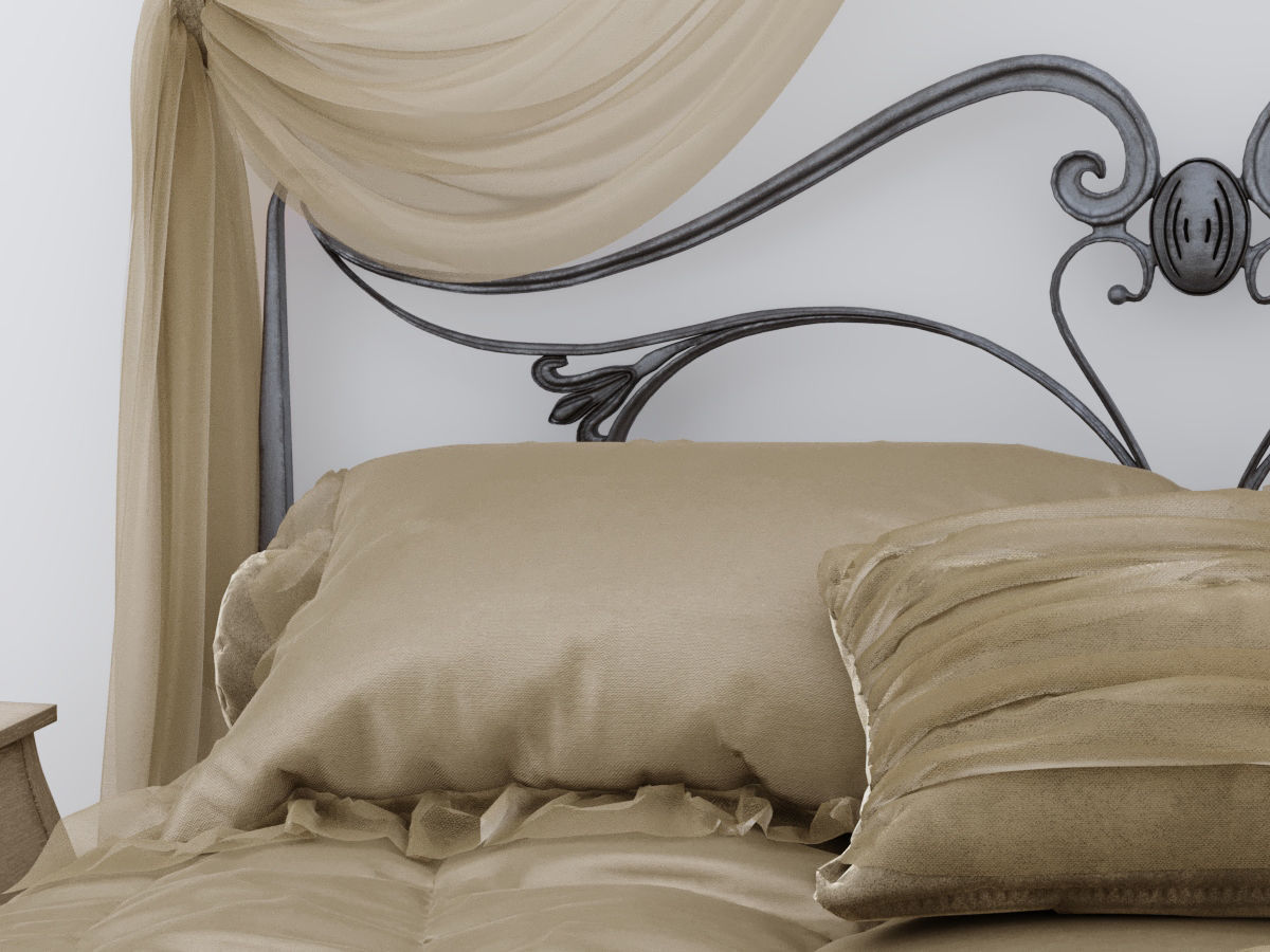 Art Nouveau Style Bed 3D model_4