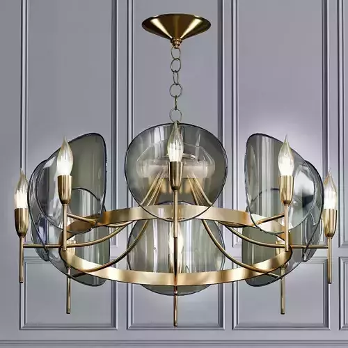 Concave Smoked Lucite Disc Chandelier