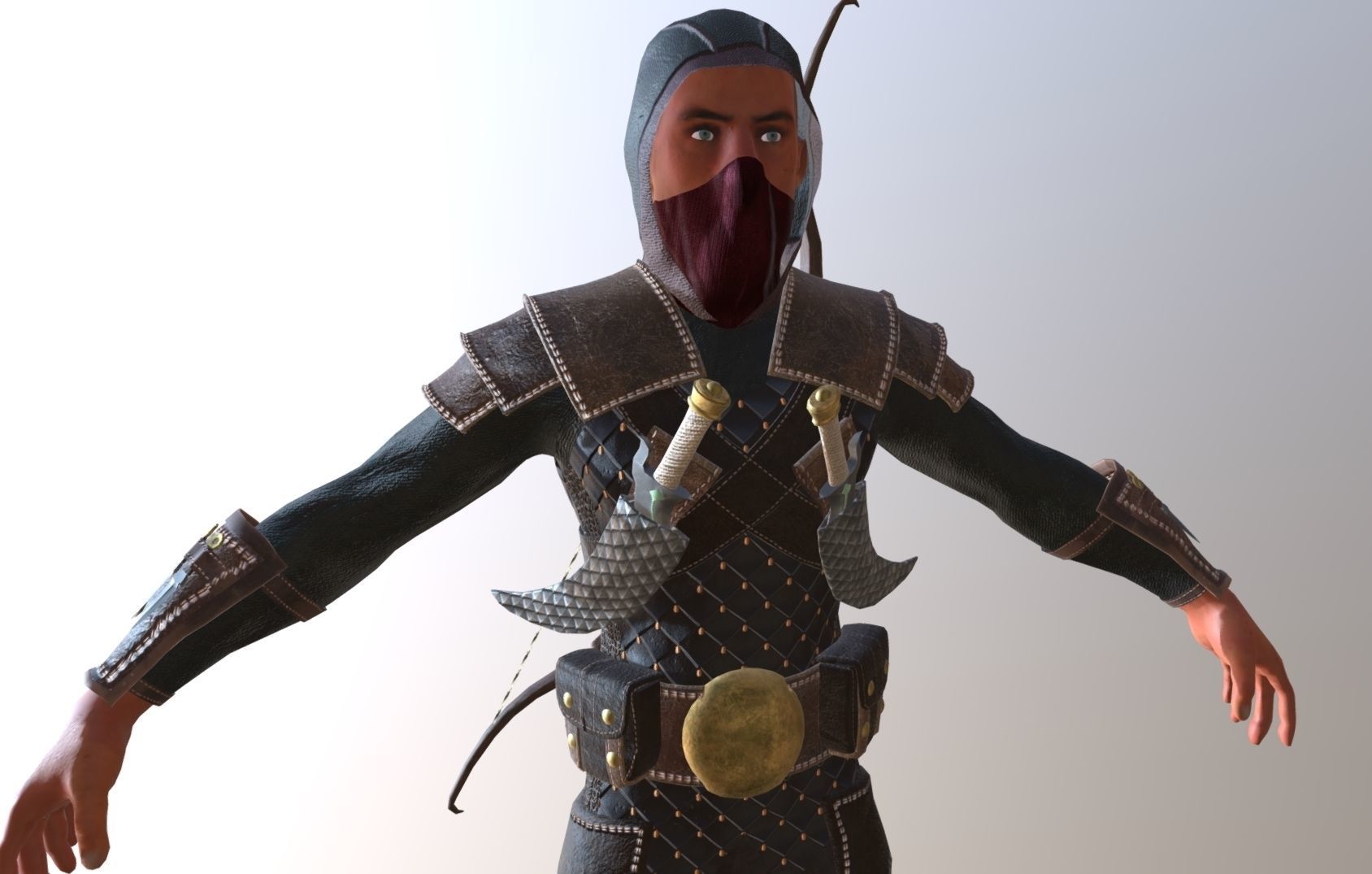 Elite Rogue Archer Character Low-poly 3D model_5