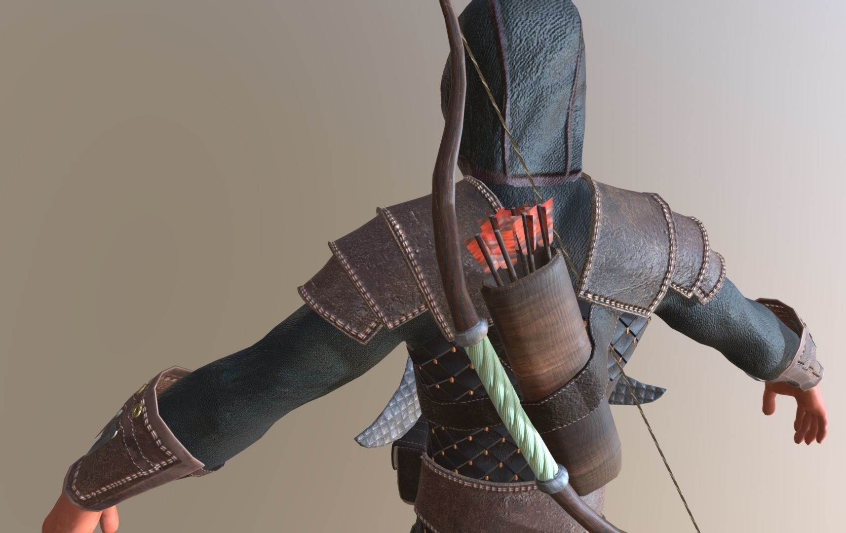 Elite Rogue Archer Character Low-poly 3D model_6