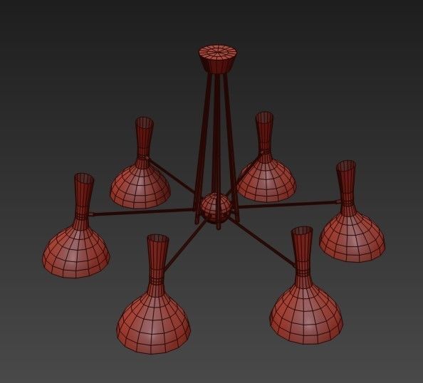 HELSINKI gold chandelier hanging on wall 3D model_1