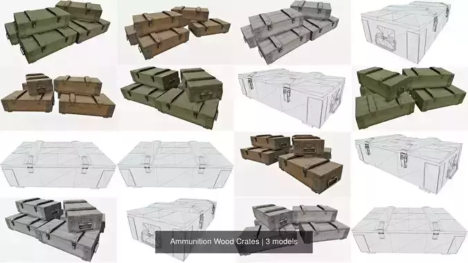 Ammunition Wood Crates 3D Model Collection