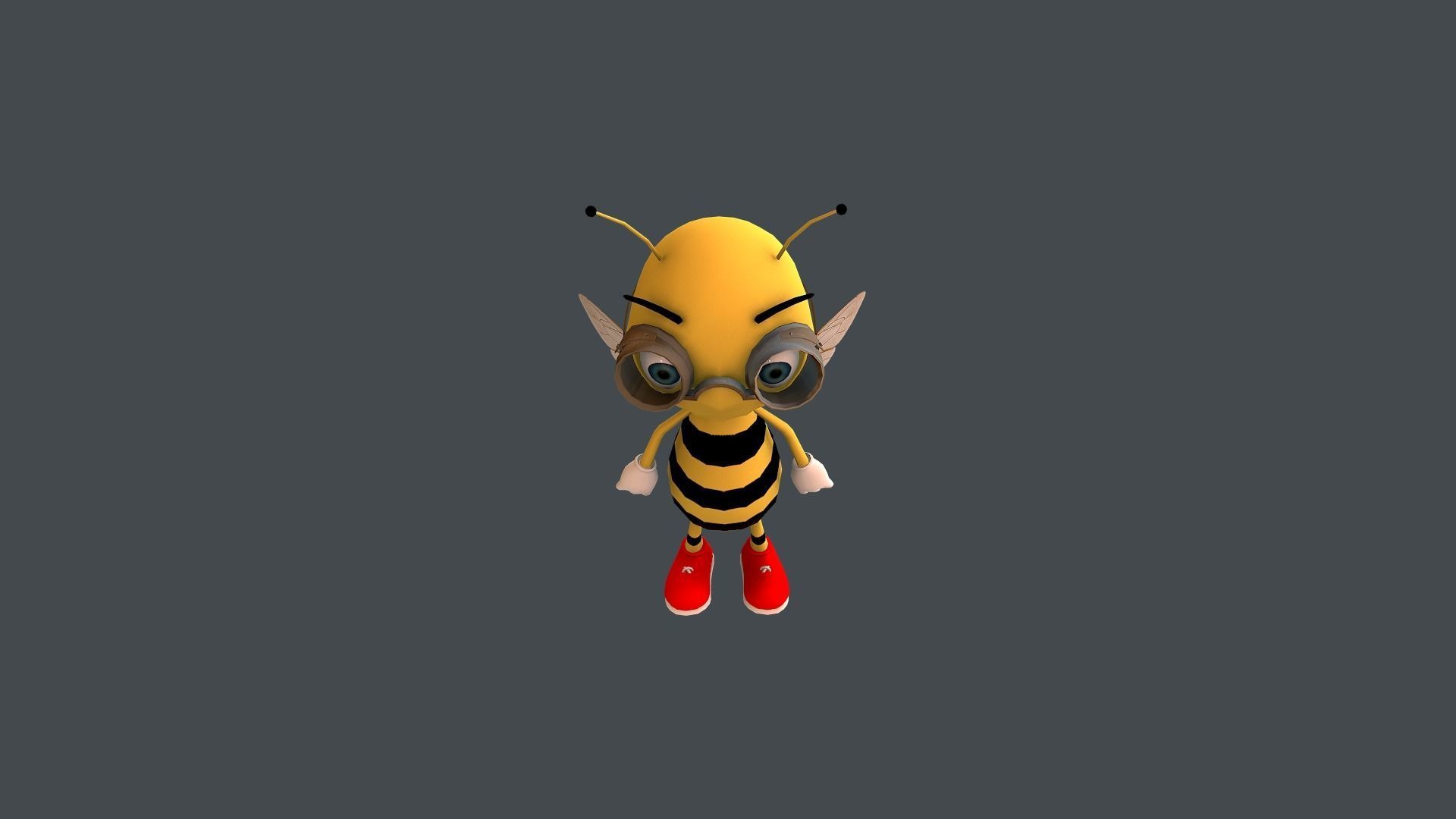 Bee Character Cartoon Low-poly 3D model_5