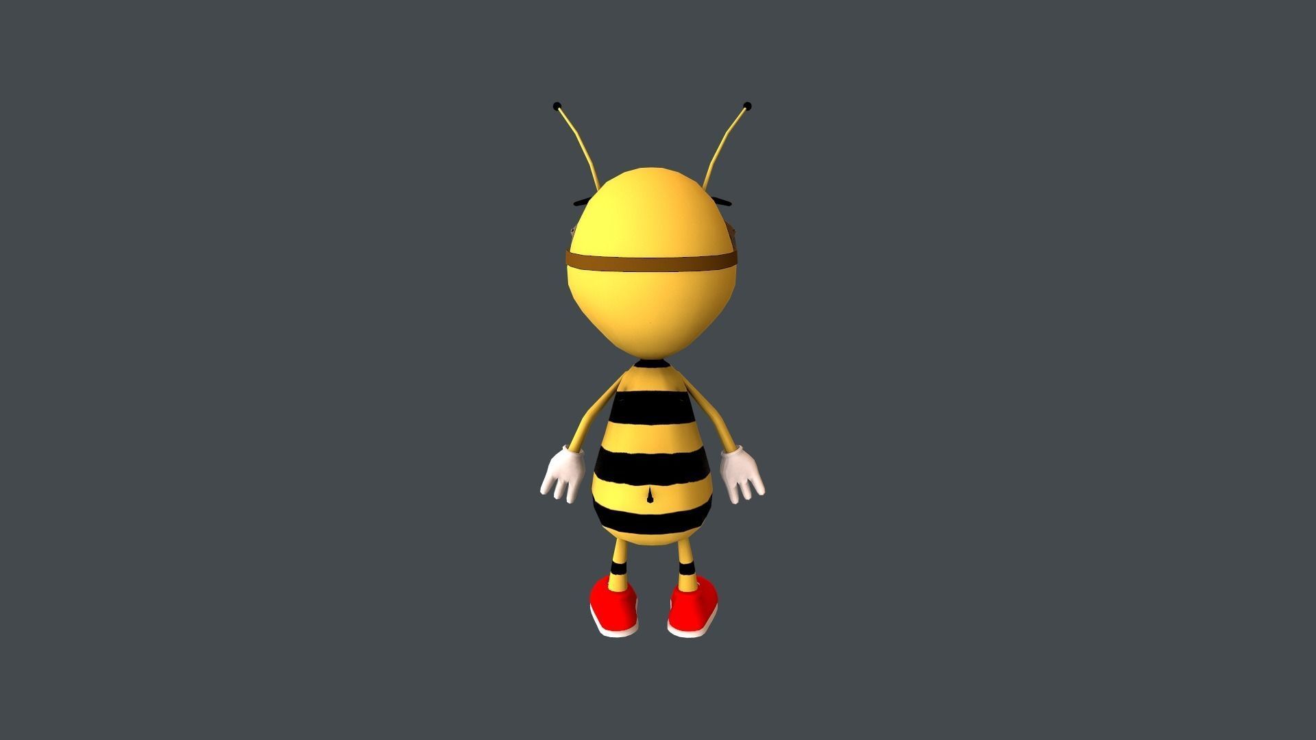 Bee Character Cartoon Low-poly 3D model_4