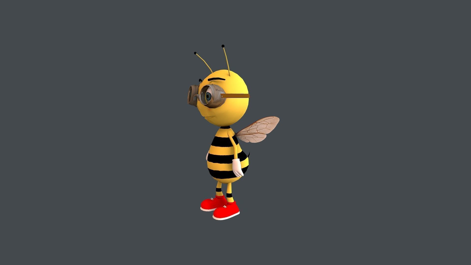 Bee Character Cartoon Low-poly 3D model_3