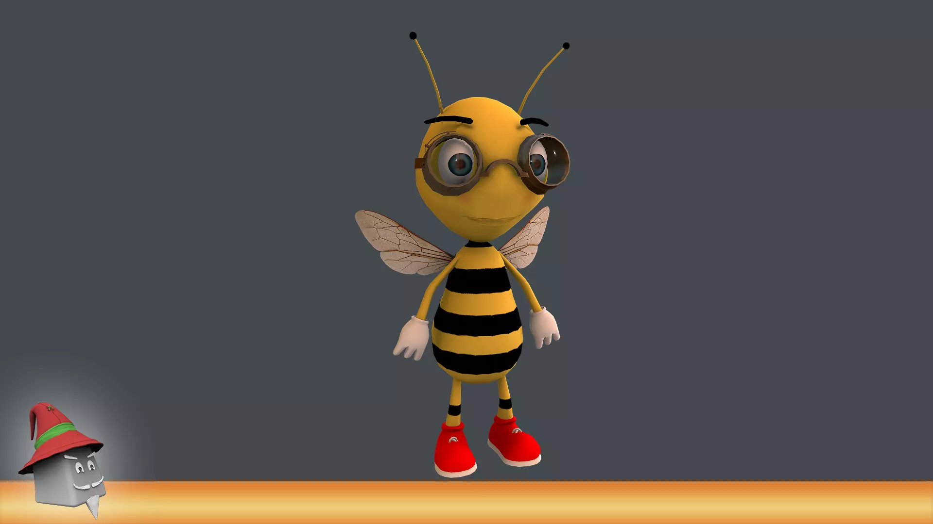 Bee Character Cartoon Low-poly 3D model_0