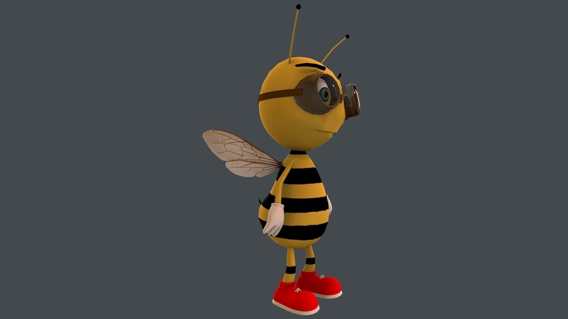 Bee Character Cartoon Low-poly 3D model_6