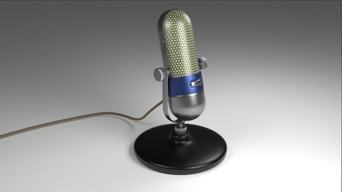 Vintage Microphone Low-poly 3D model