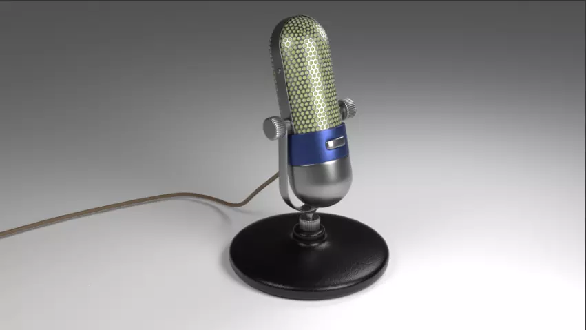 Vintage Microphone Low-poly 3D model_0