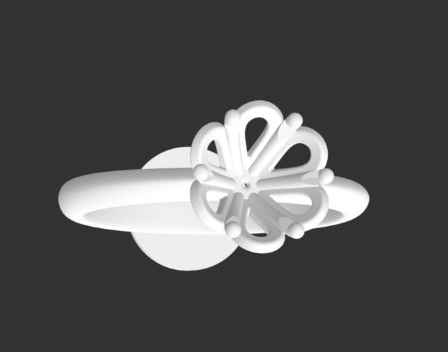 Decorative Solitaire Ring With Printing Base Free 3D model_1