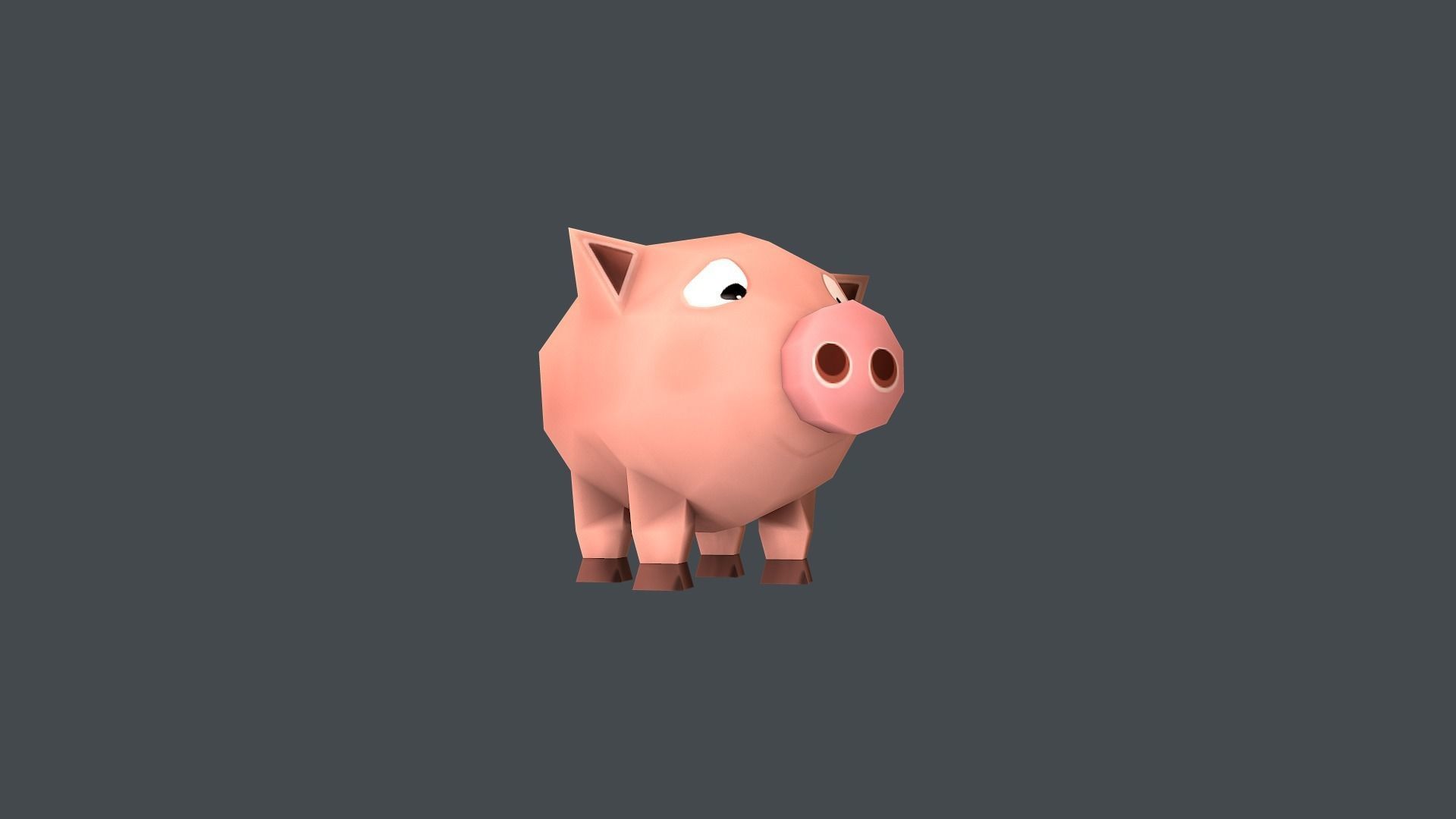 Mini Pig Cartoon Low-poly 3D model_4