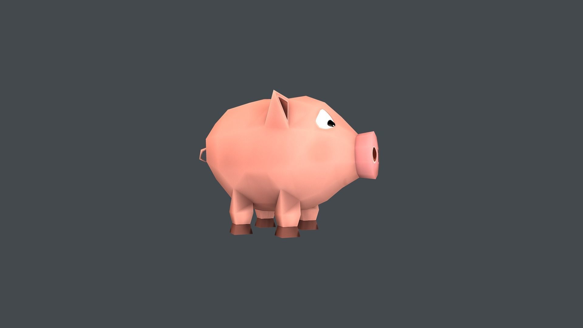 Mini Pig Cartoon Low-poly 3D model_5