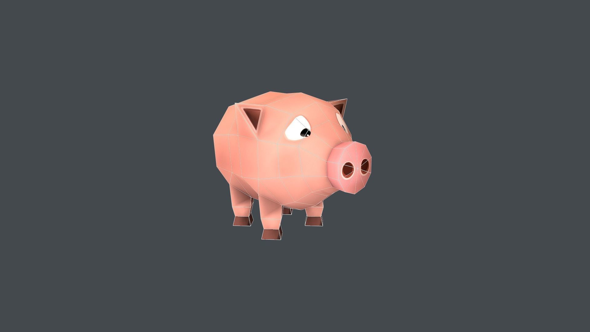Mini Pig Cartoon Low-poly 3D model_6