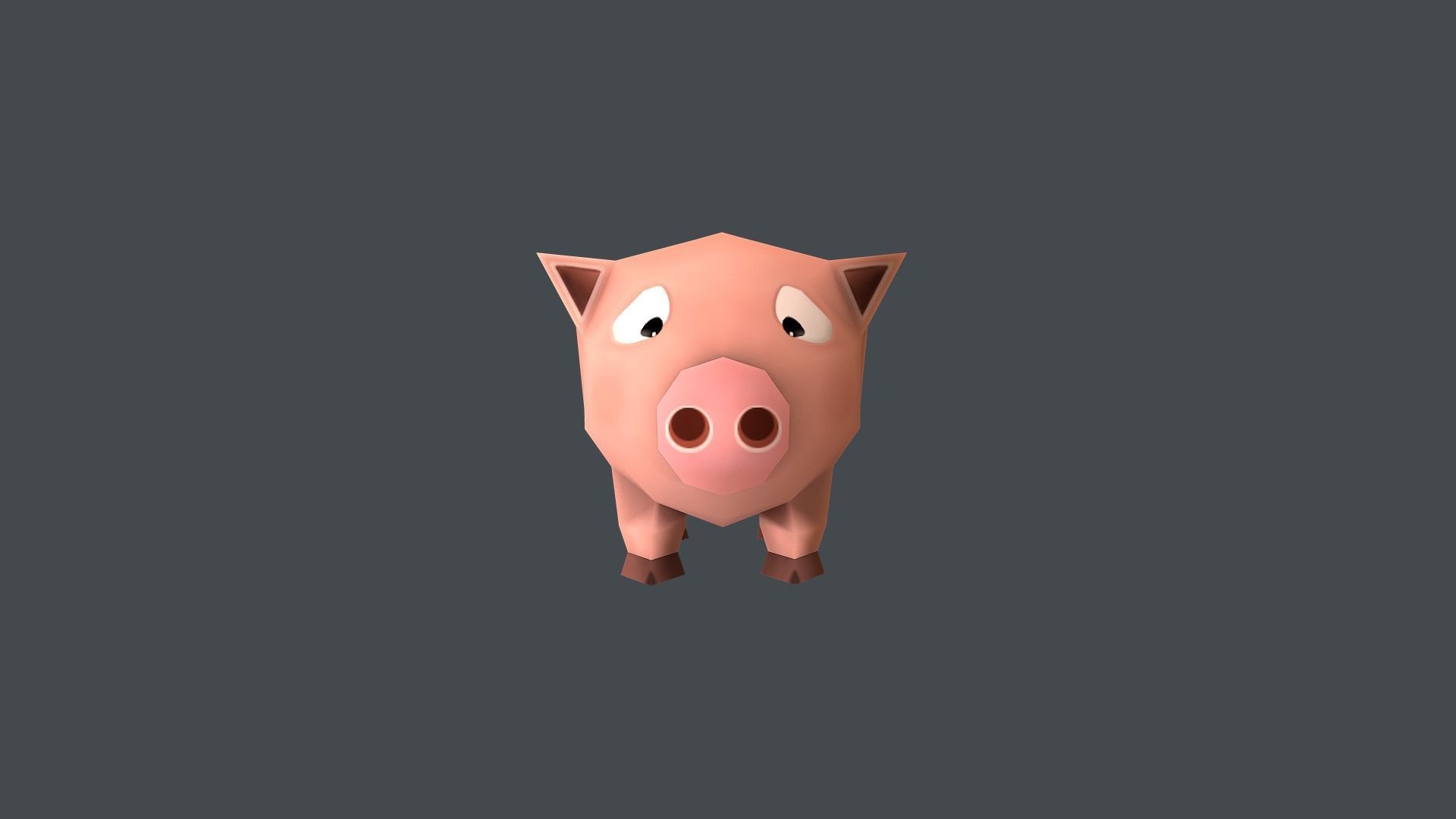 Mini Pig Cartoon Low-poly 3D model_2