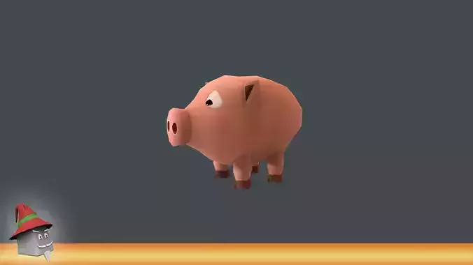 Mini Pig Cartoon Low-poly 3D model