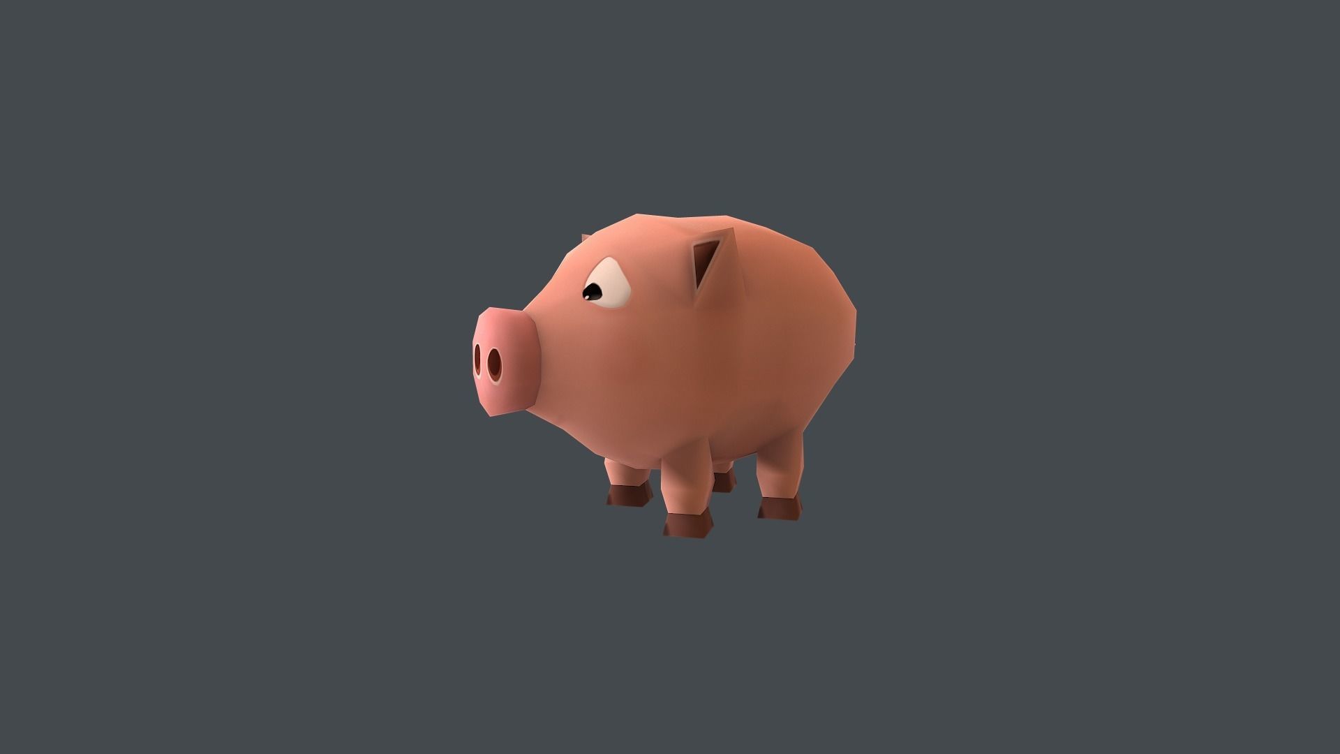 Mini Pig Cartoon Low-poly 3D model_1