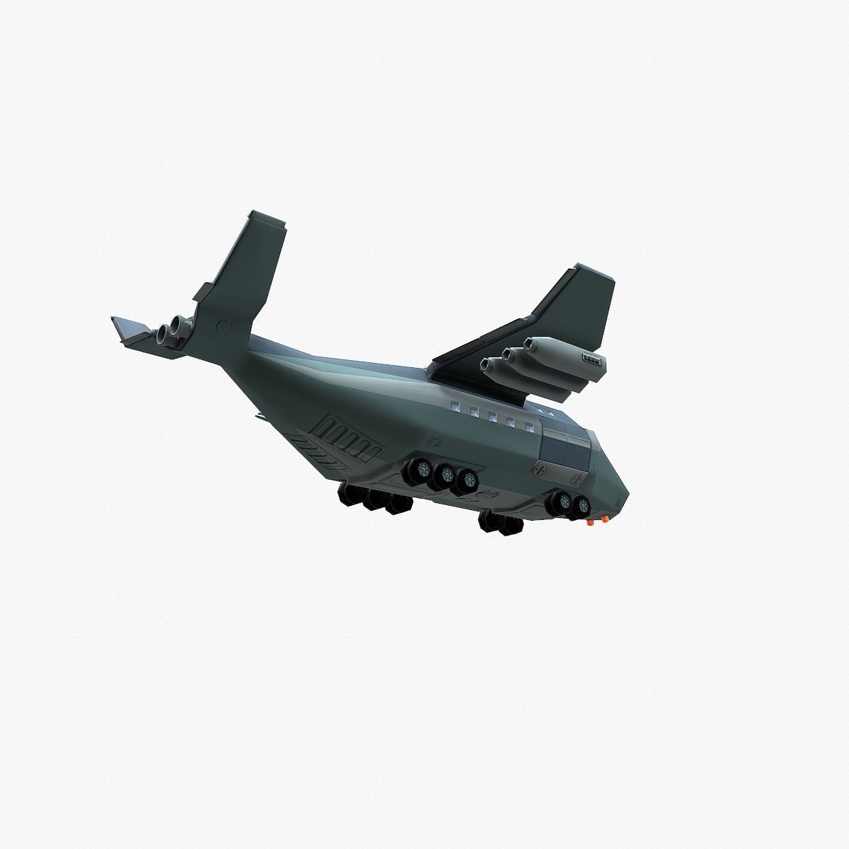 Cargo Spaceship Low-poly 3D model_7