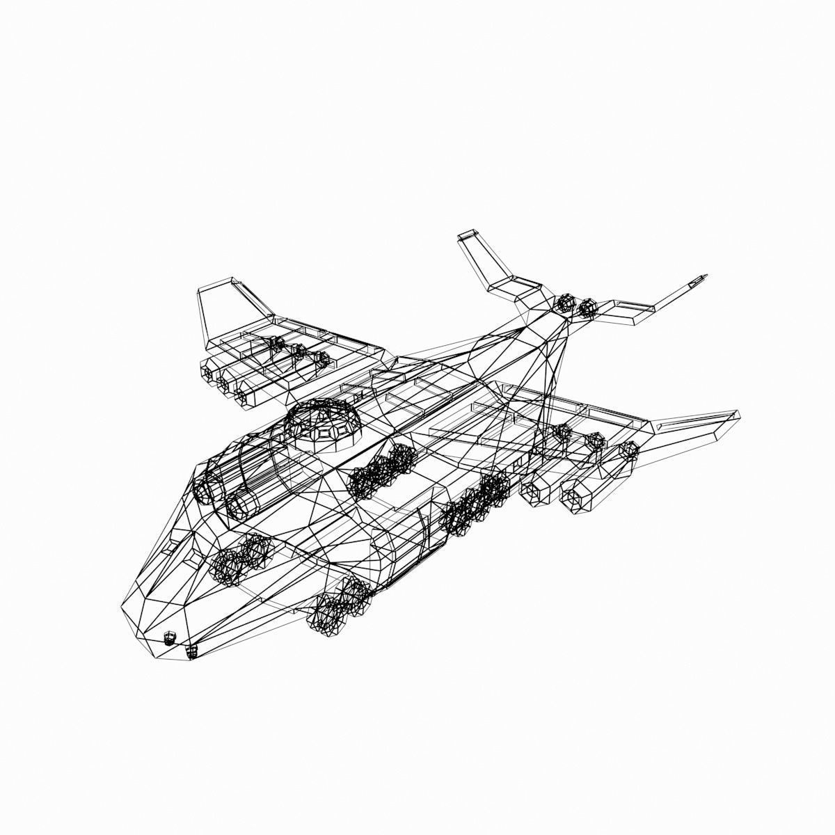 Cargo Spaceship Low-poly 3D model_3