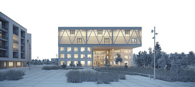 Cortex Park exterior scene 3D model 6