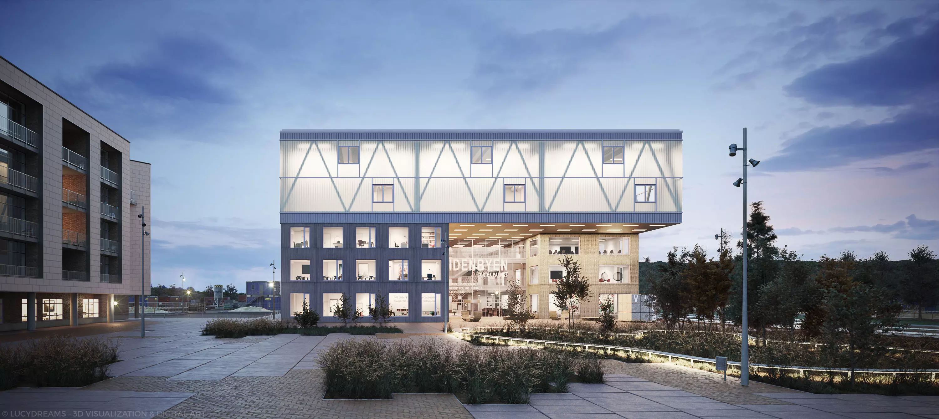 Cortex Park exterior scene 3D model_0