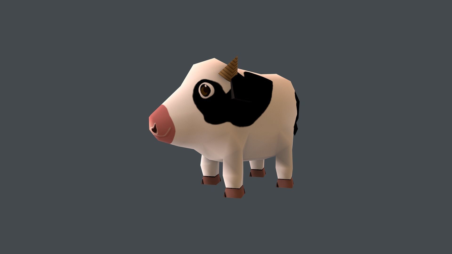 Mini Cow Cartoon Low-poly 3D model_2