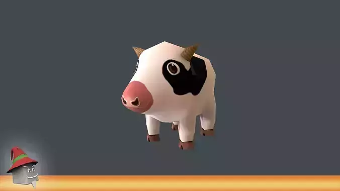 Mini Cow Cartoon Low-poly 3D model