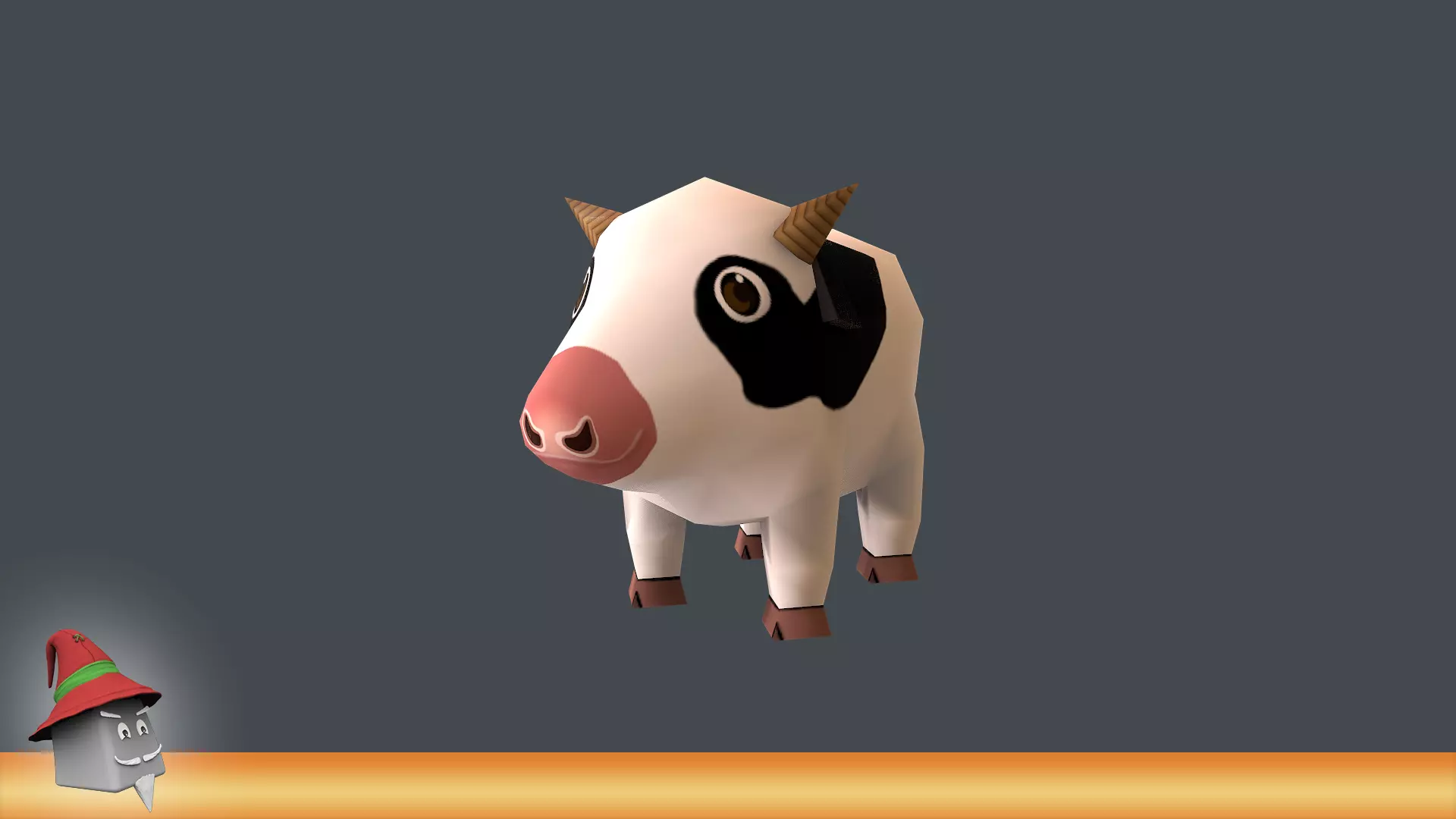 Mini Cow Cartoon Low-poly 3D model_0