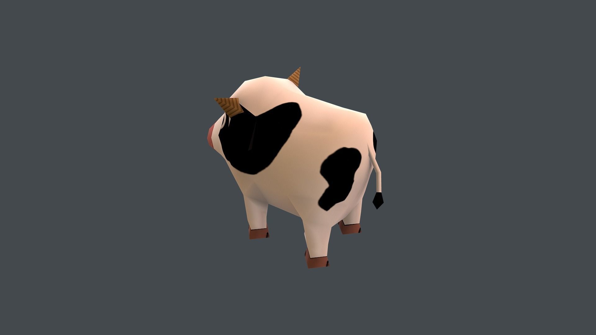 Mini Cow Cartoon Low-poly 3D model_4