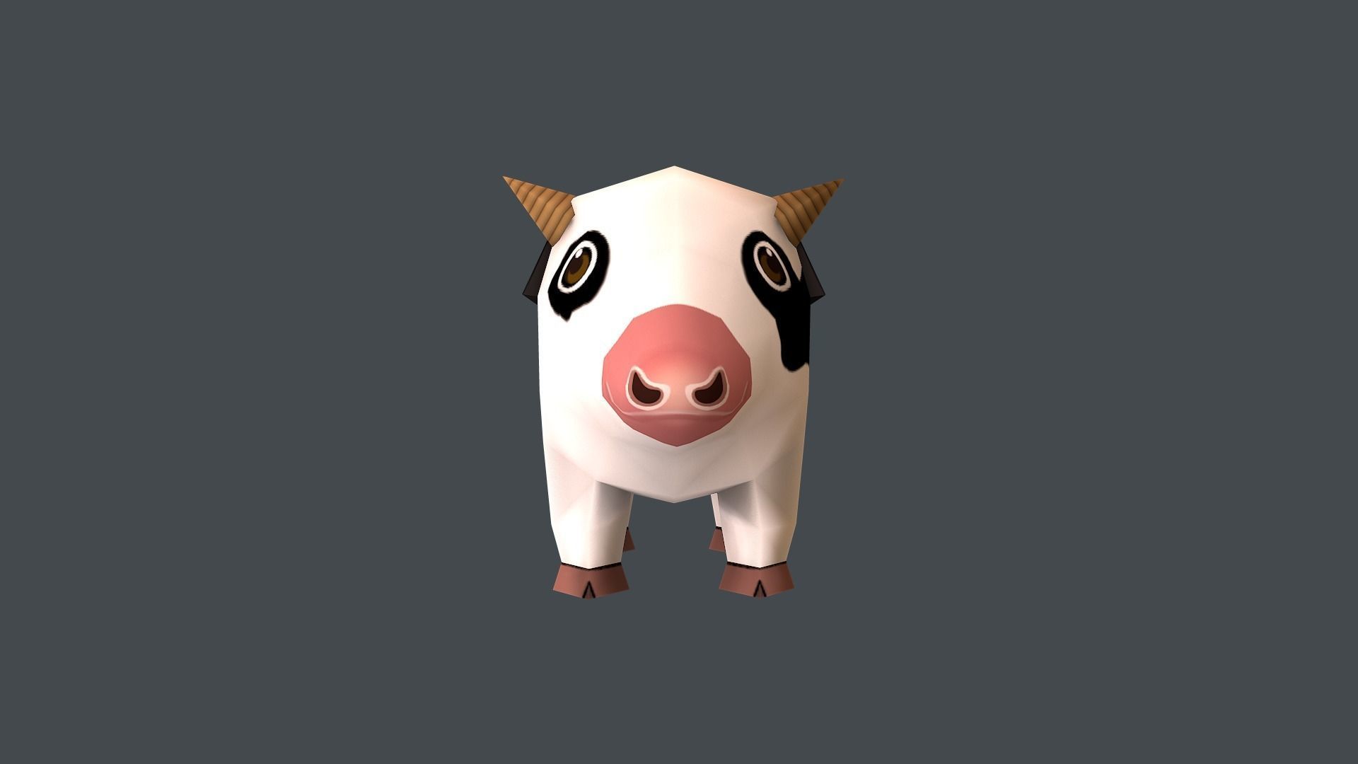 Mini Cow Cartoon Low-poly 3D model_3