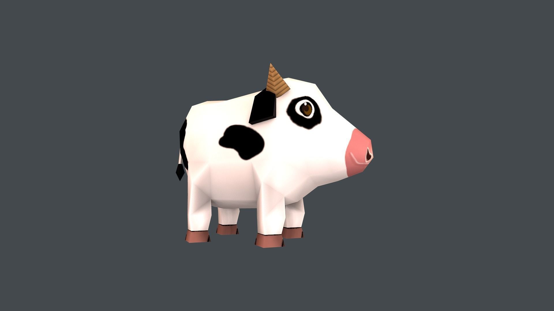 Mini Cow Cartoon Low-poly 3D model_5