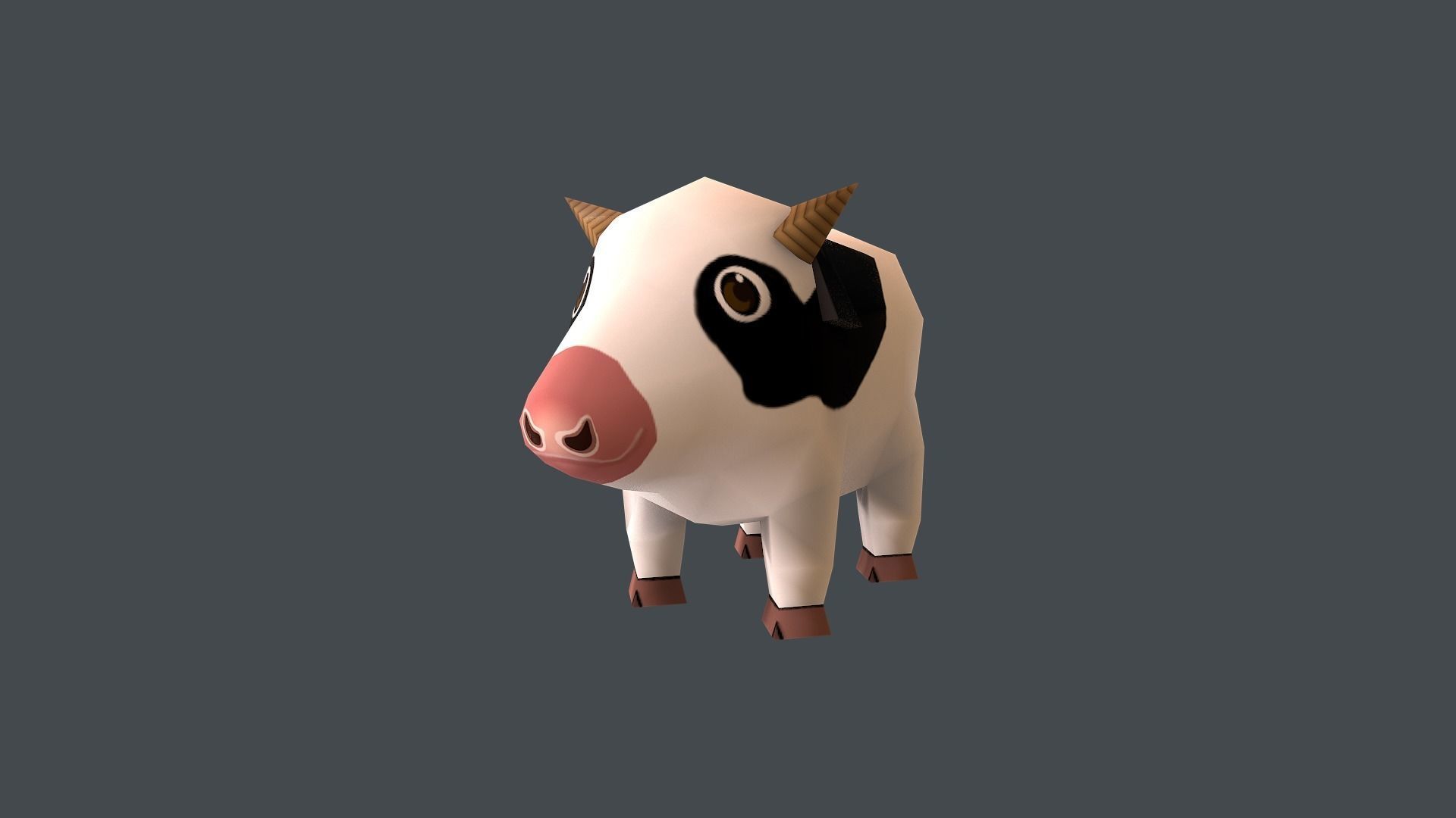 Mini Cow Cartoon Low-poly 3D model_1