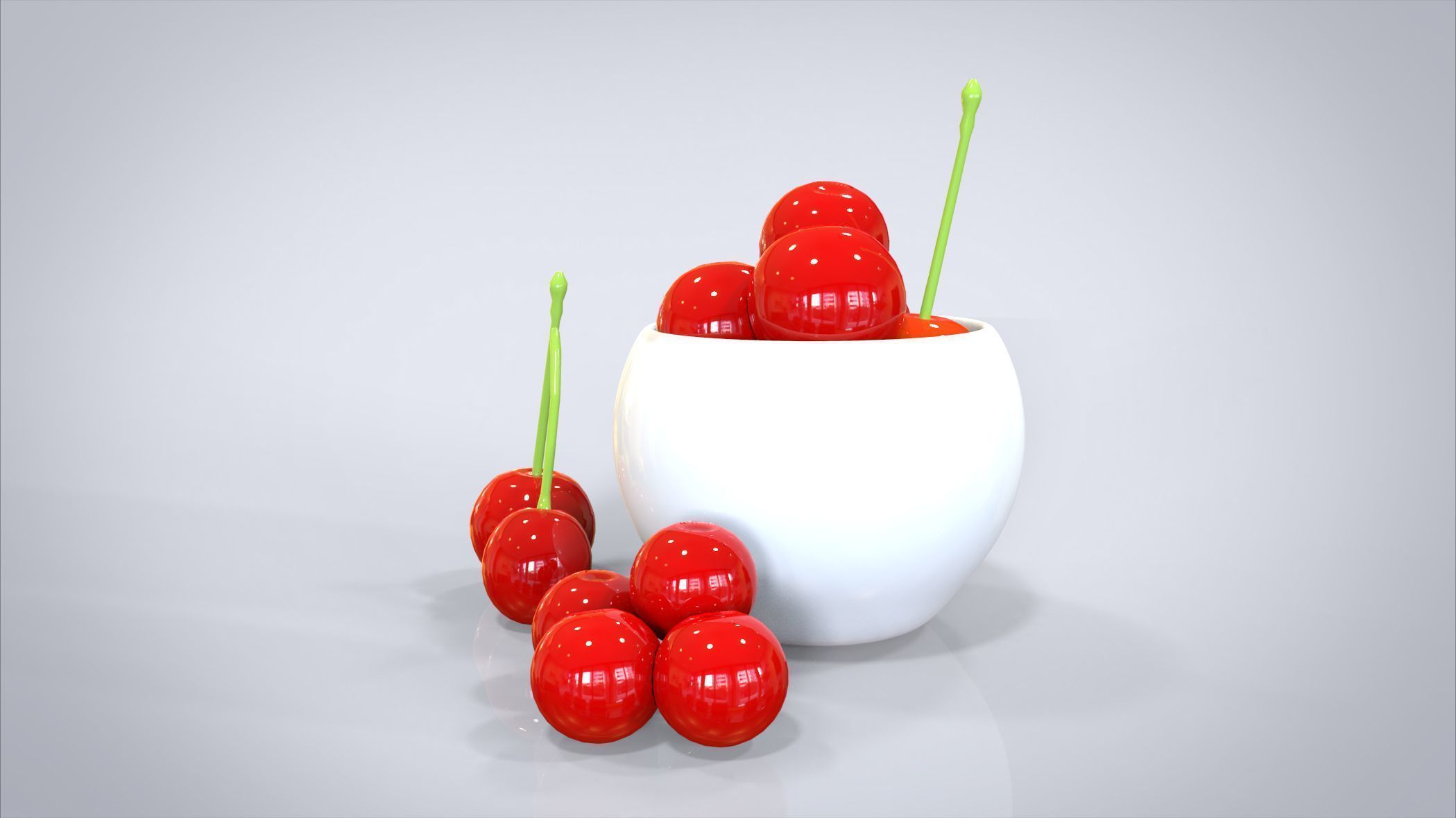 Bowl of Cherries 3D model Low-poly 3D model_4