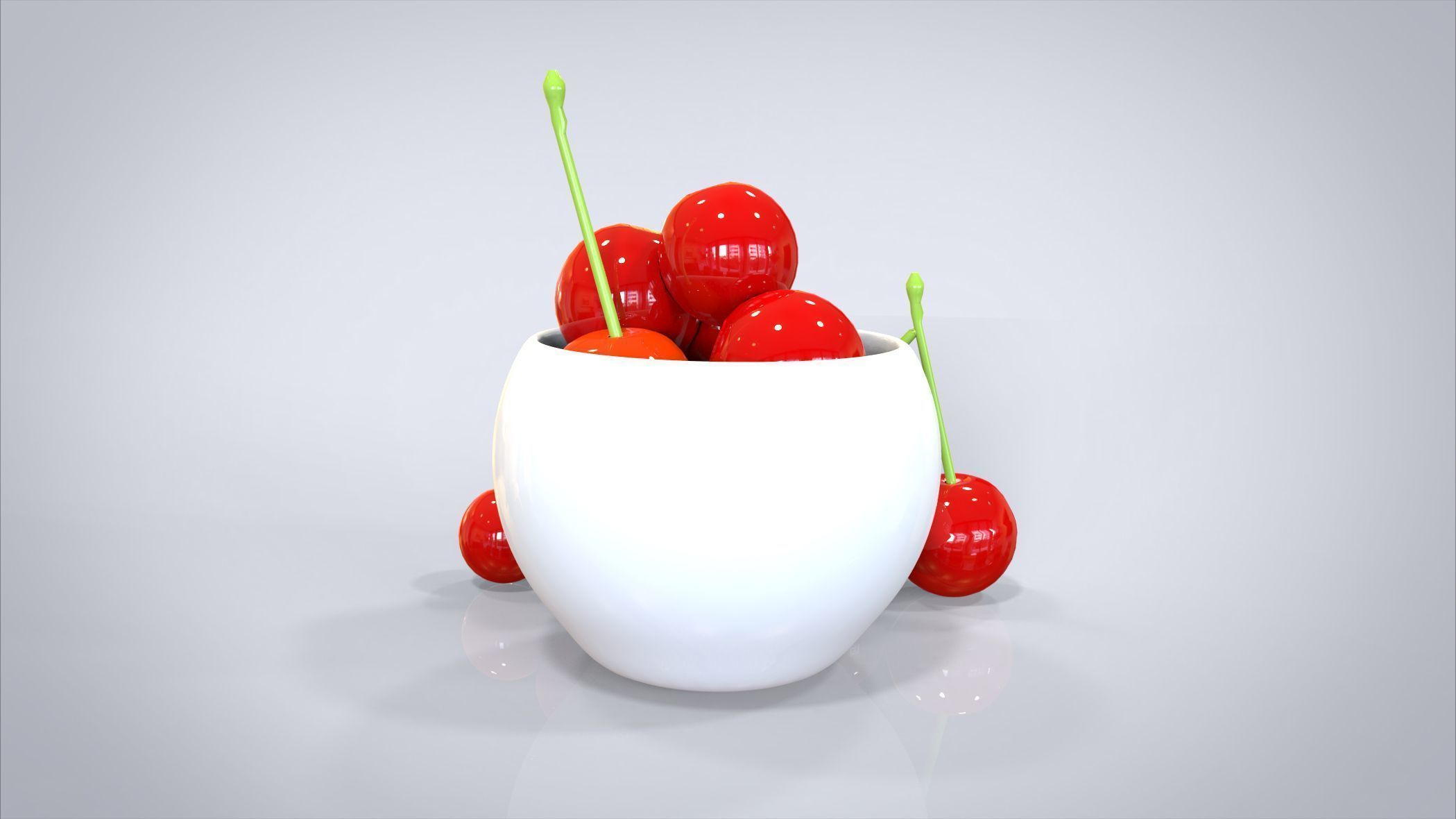 Bowl of Cherries 3D model Low-poly 3D model_10