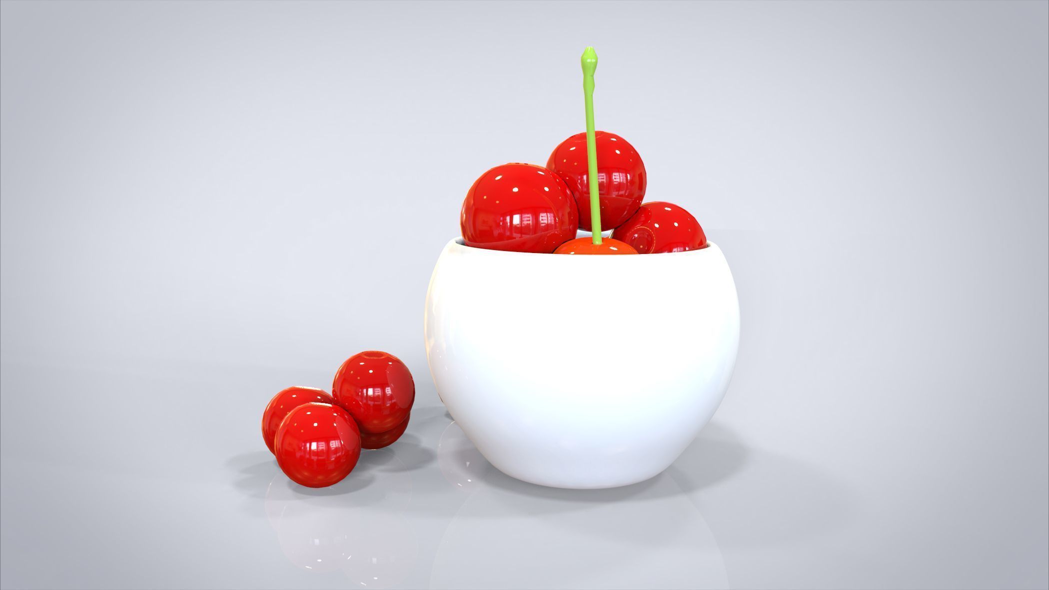 Bowl of Cherries 3D model Low-poly 3D model_7