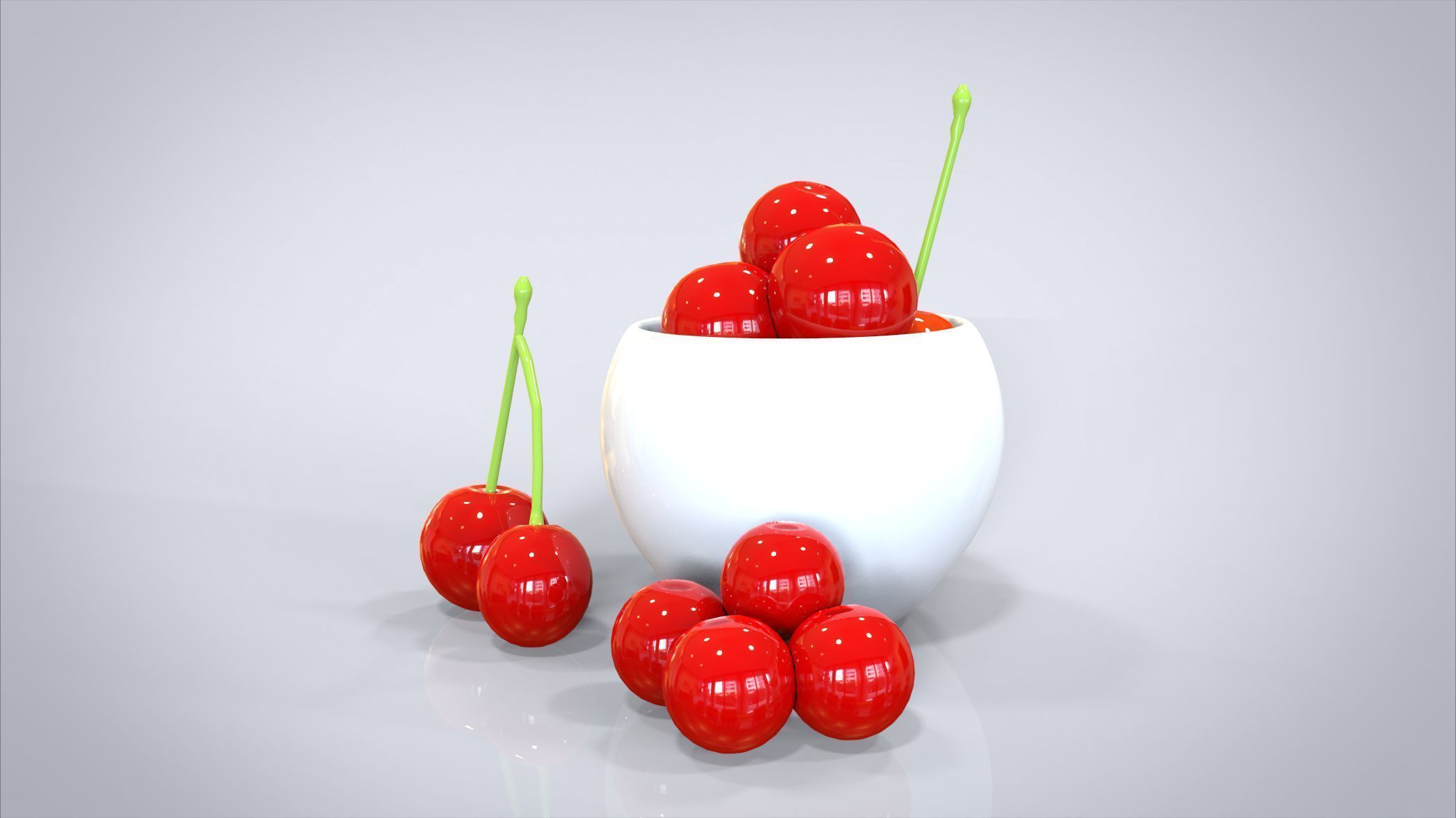 Bowl of Cherries 3D model Low-poly 3D model_3